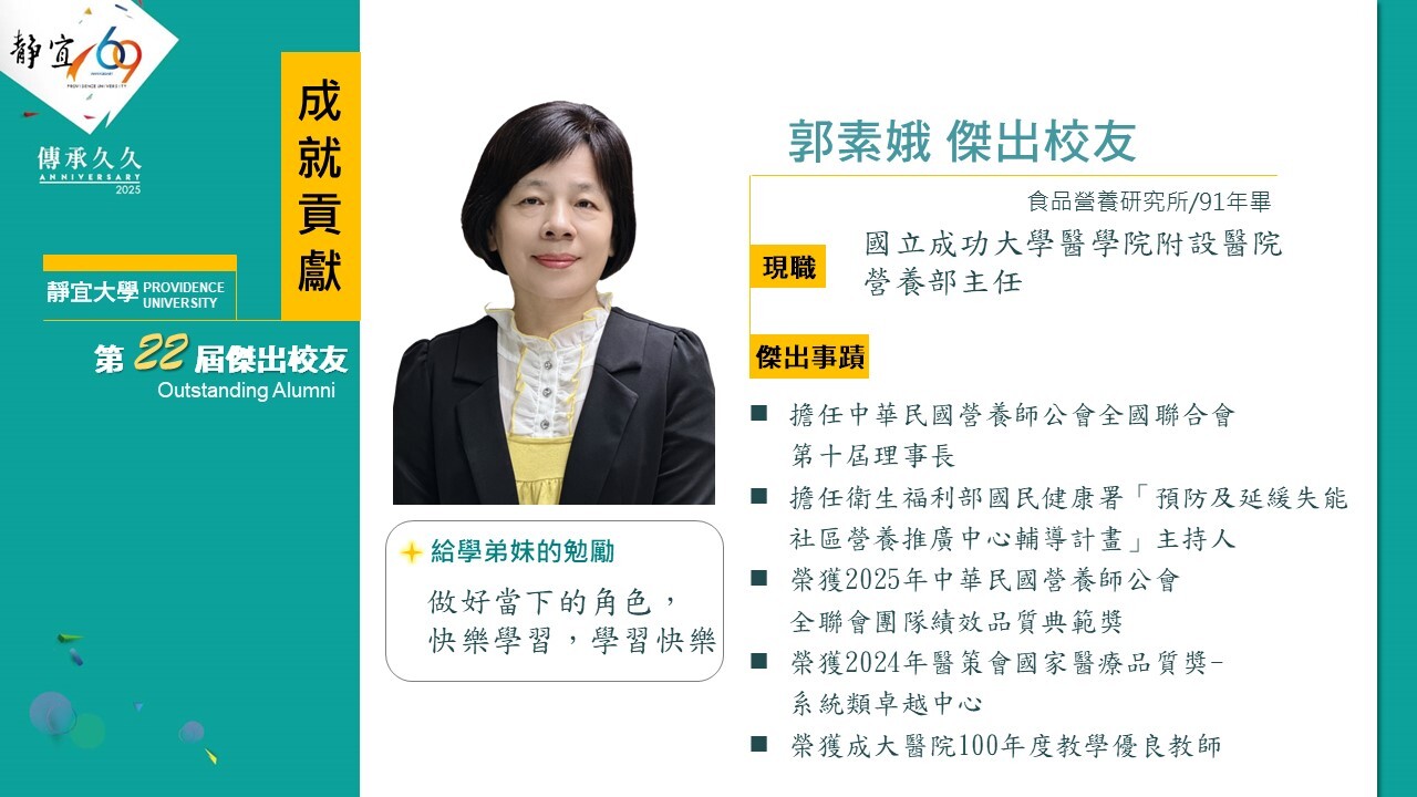 第二十二屆傑出校友郭素娥