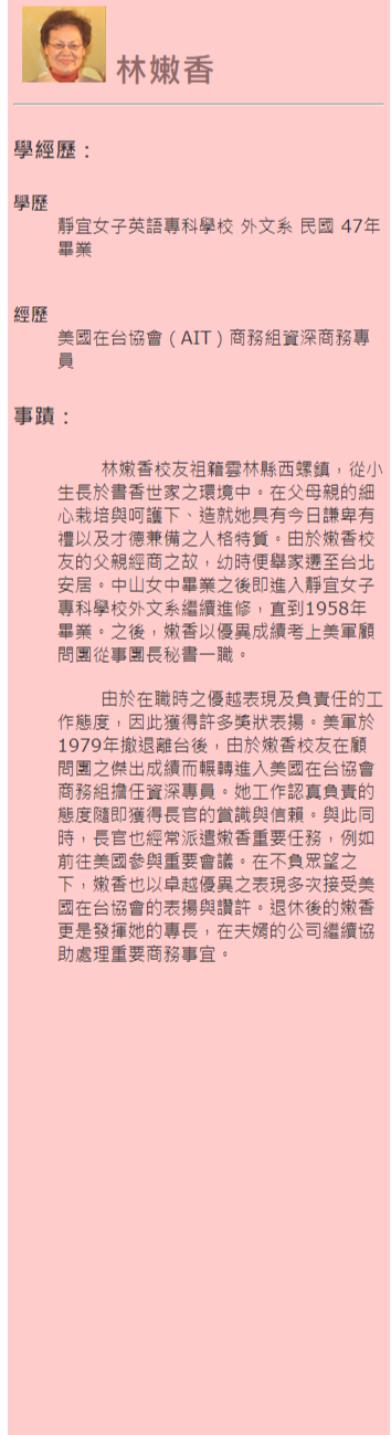 第四屆傑出校友-林嫩香