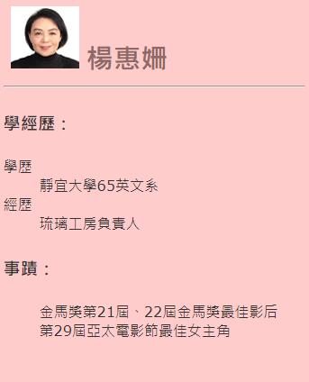 第六屆傑出校友-楊惠姍